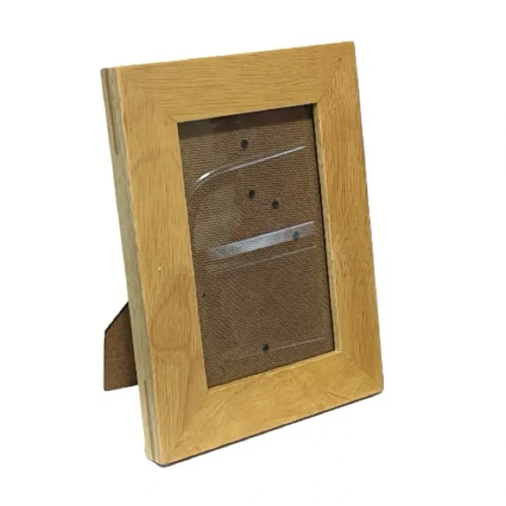 Square Light Maple Wood Picture Frame Photo Frame Beige Wooden with Black Stand